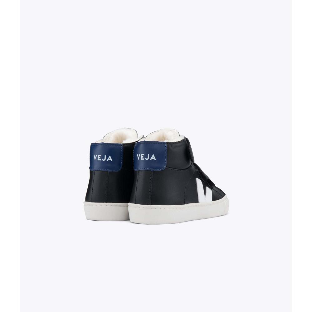 Veja ESPLAR MID FURED LEATHER Kids' Shoes Black | NZ 757PJJ